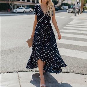 Mama Mia Polka Dot Wrap Maxi Dress -   (Vici)